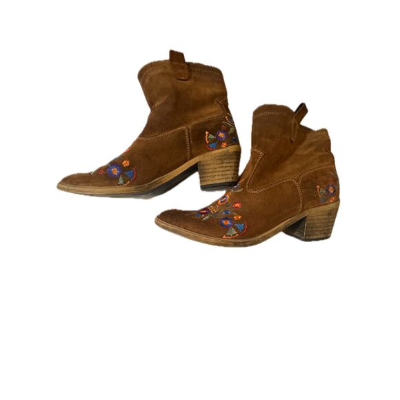Aldo Embroidered Floral Suede South Western Booties Cowgirl Boho Boots, 39(8.5)8 - Picture 2 of 9